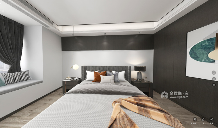 168平明月双清现代风格-卧室效果图及设计说明