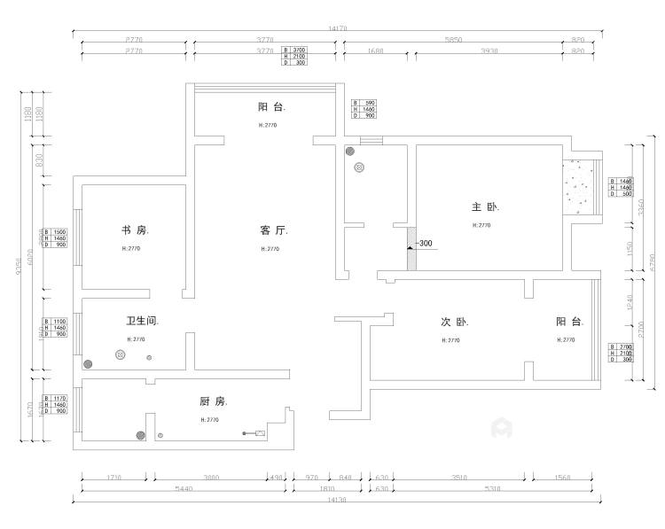 123平正商城泰园美式风格-业主需求&原始结构图