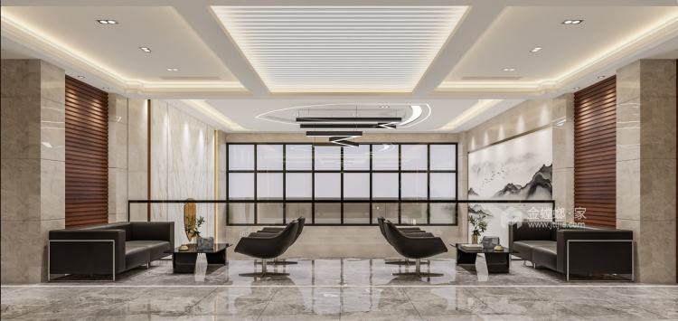 1300平安徽迈明亚克力科技办公楼现代风格-客厅效果图及设计说明