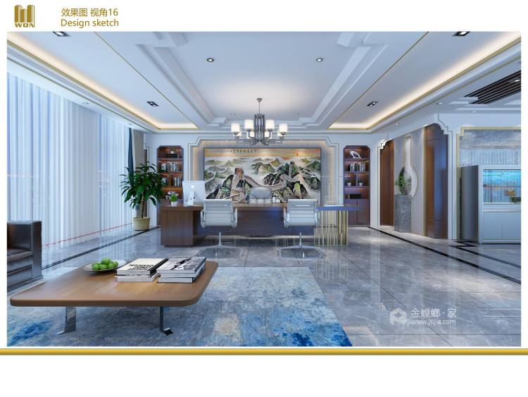 1500平自建别墅新中式风格-餐厅效果图及设计说明