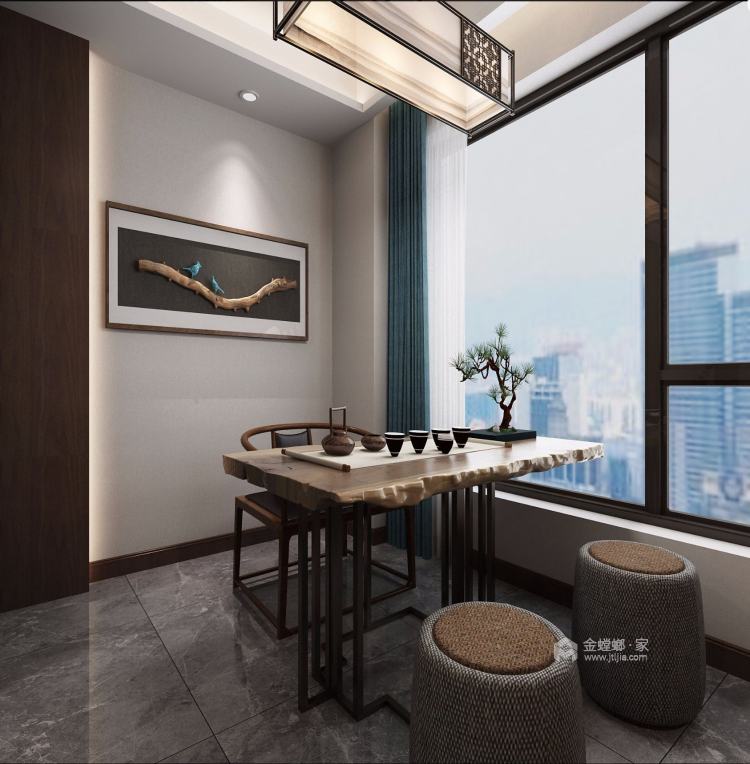 180平雍龙府新中式风格-客厅效果图及设计说明