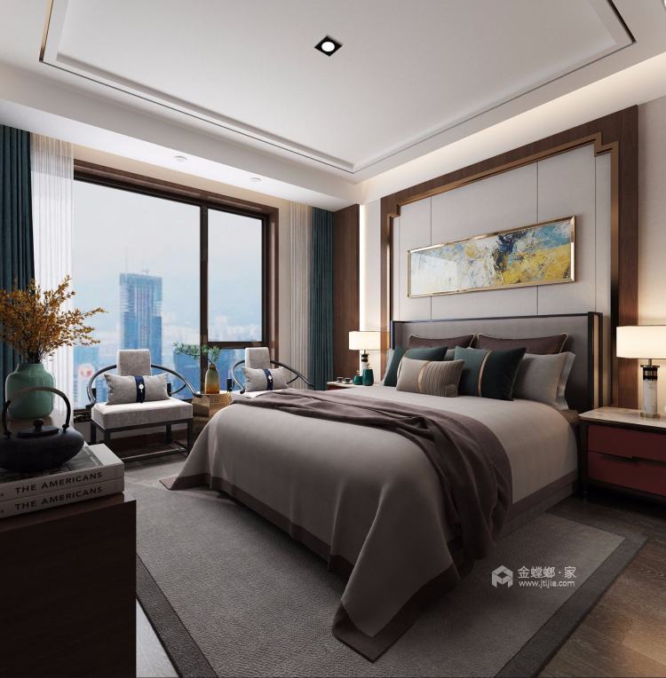 180平雍龙府新中式风格-客厅效果图及设计说明