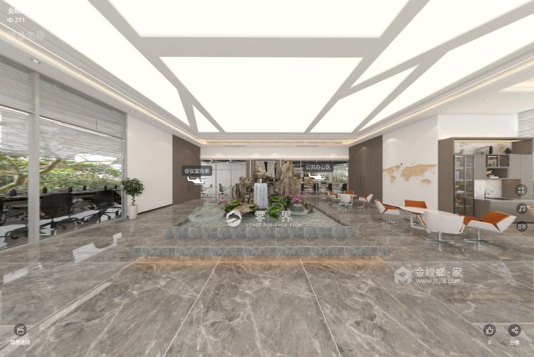 600平安徽零界净化办公楼现代风格-客厅效果图及设计说明