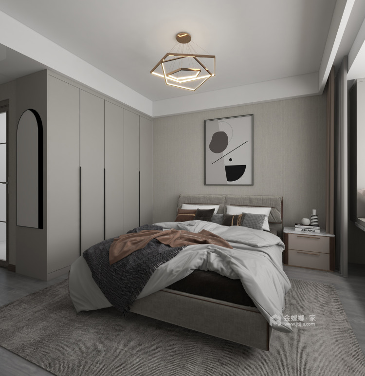 140平湖畔天城现代风格-卧室效果图及设计说明