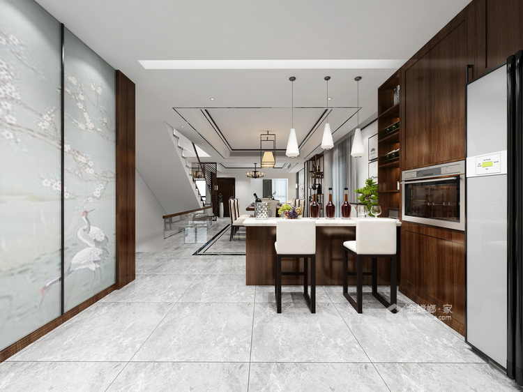 345平阳光天地新中式风格-餐厅效果图及设计说明