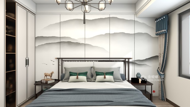 115平公园首府新中式风格-卧室效果图及设计说明