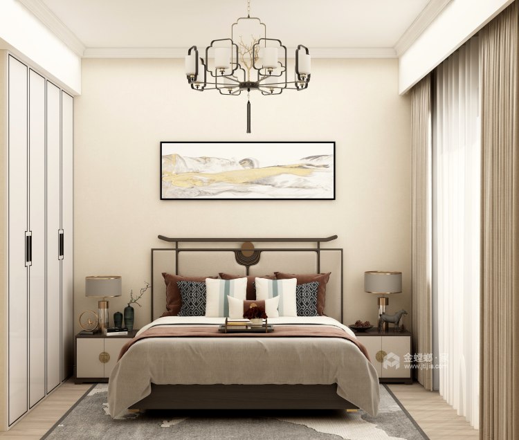106平公园首府新中式风格-卧室效果图及设计说明