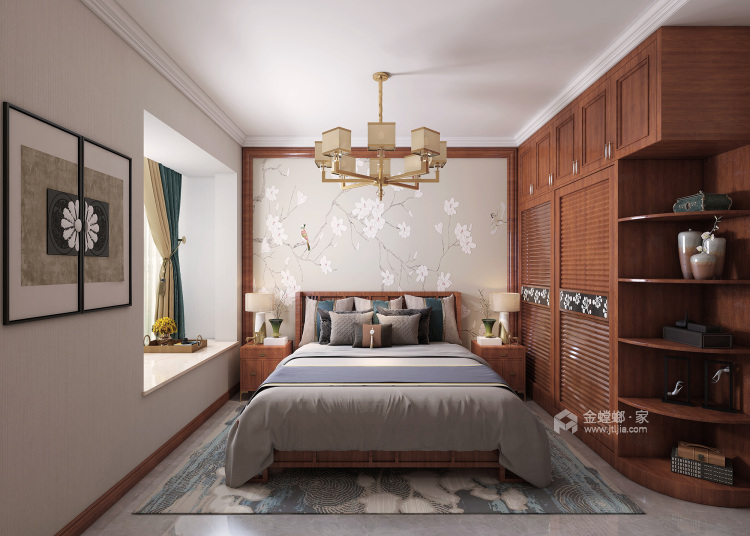 106平有色地质家园中式风格-卧室效果图及设计说明