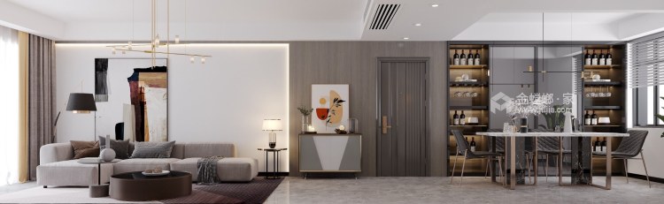 125平长安城现代风格-客厅效果图及设计说明