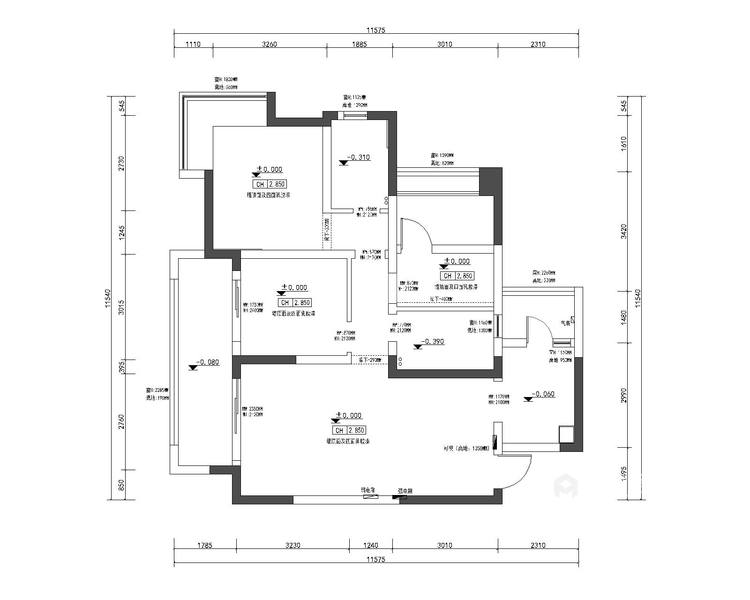 110平凯德世纪名邸现代风格-业主需求&原始结构图