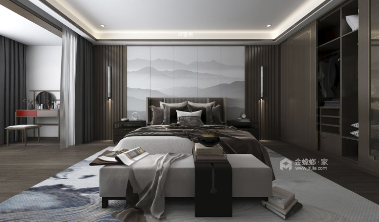 500平中南世纪城新中式风格-卧室效果图及设计说明