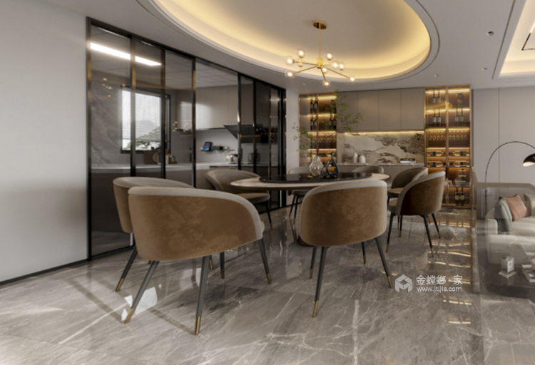 360平长风别墅现代风格-餐厅效果图及设计说明