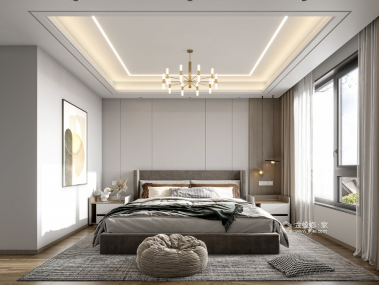 360平长风别墅现代风格-卧室效果图及设计说明