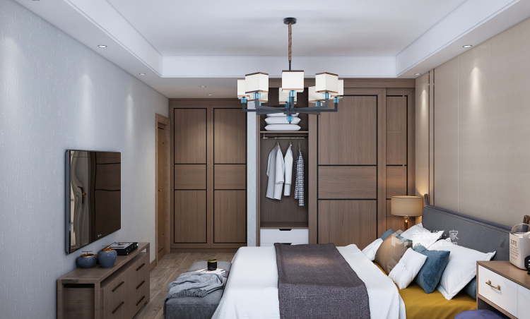 110平御景上城新中式风格-卧室效果图及设计说明