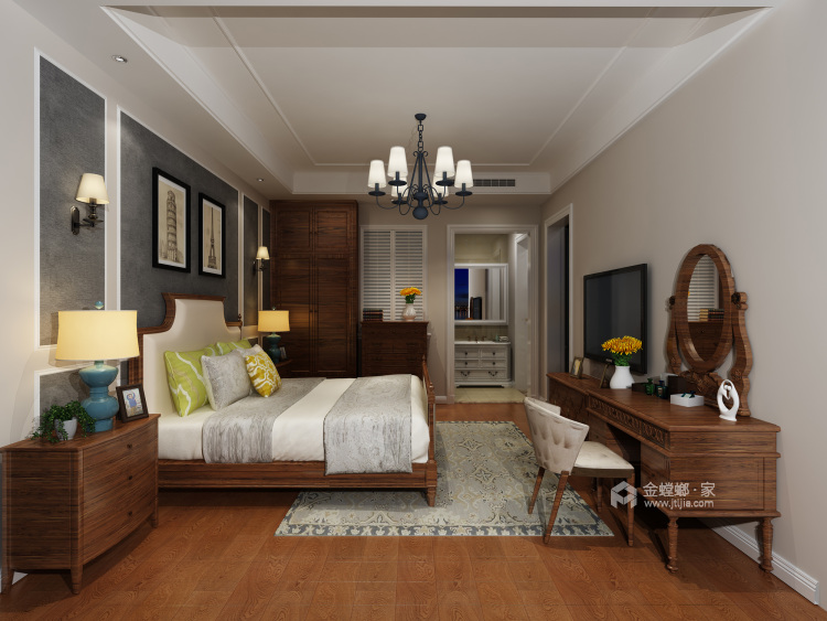 385平海伦堡花园美式风格-卧室效果图及设计说明