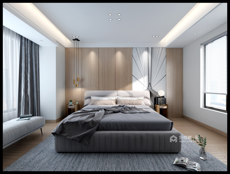 390平虹桥花园现代风格-卧室效果图及设计说明