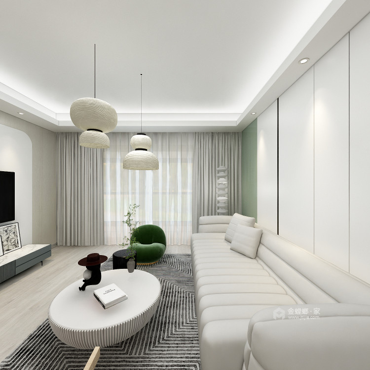 143平铂湾澜庭现代风格-客厅效果图及设计说明