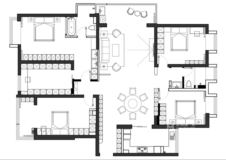 230平世茂翠泊湾现代风格-4室2厅现代风“橙咖”-平面设计图及设计说明