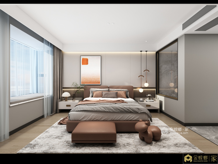 230平世茂翠泊湾现代风格-4室2厅现代风“橙咖”-卧室效果图及设计说明