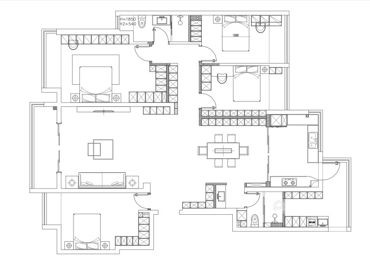 193平安展蔚然家园现代风格-4室2厅现代风“书亦”-平面设计图及设计说明