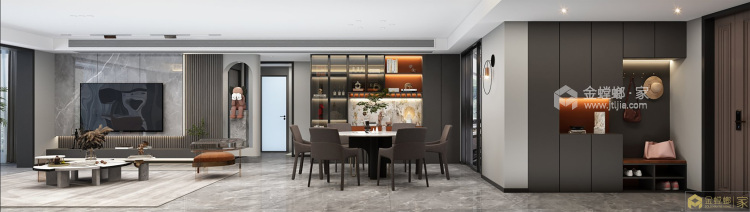 230平世茂翠泊湾现代风格-4室2厅现代风“橙咖”-客厅效果图及设计说明