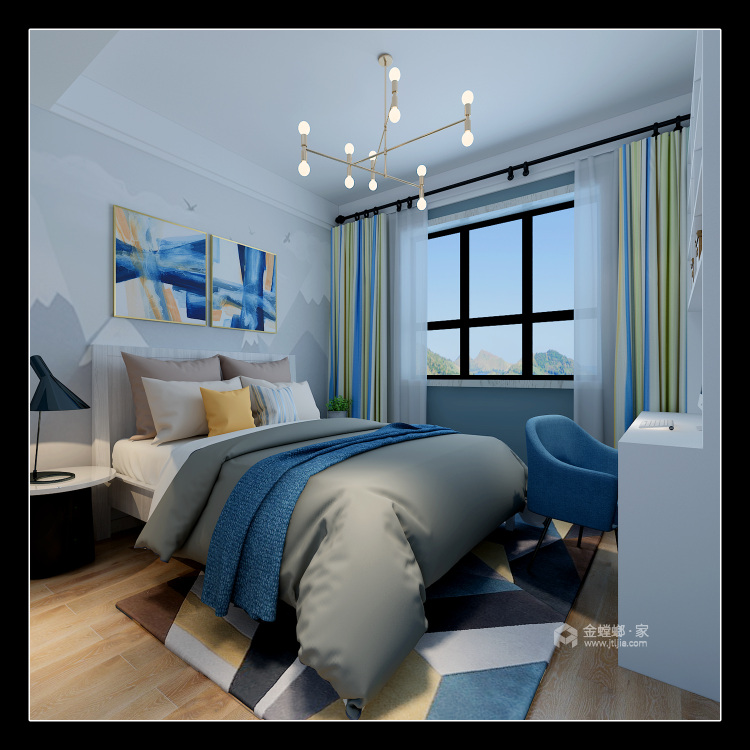 120平建业凯旋广场现代风格-卧室效果图及设计说明