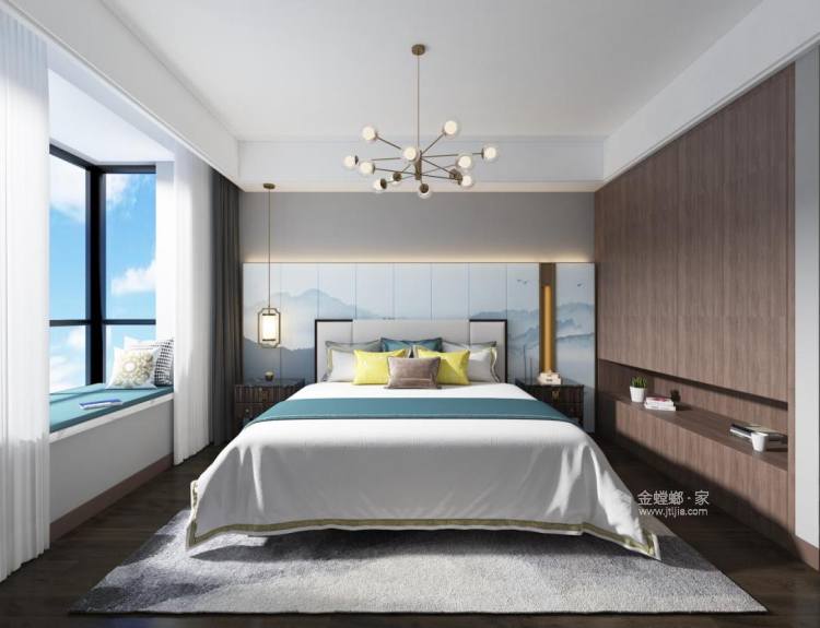 140平善水居新中式风格-卧室效果图及设计说明