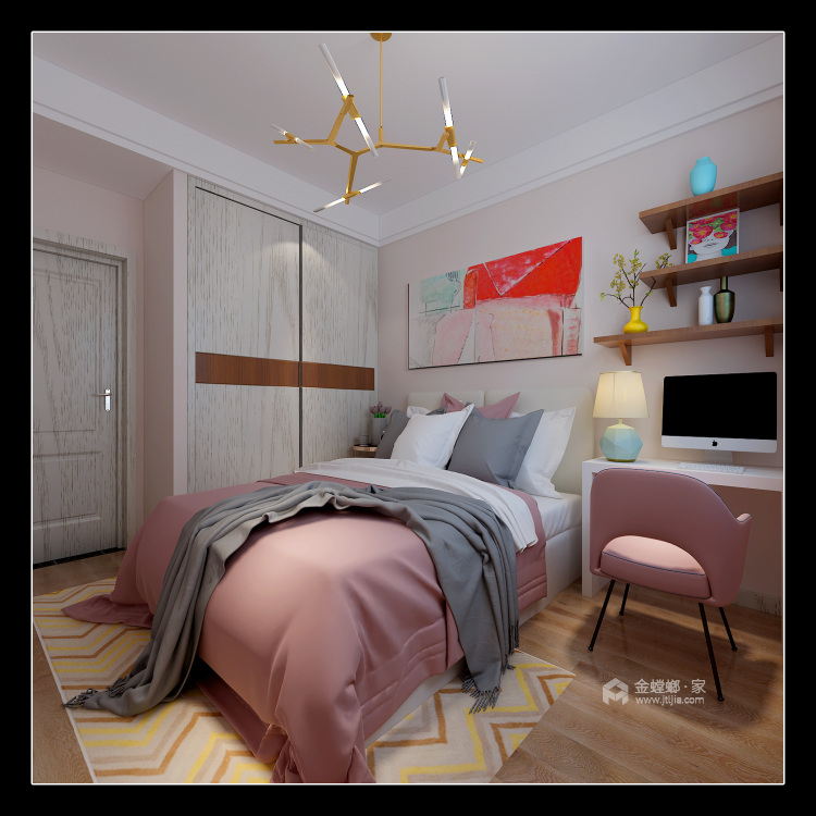 120平建业凯旋广场现代风格-卧室效果图及设计说明