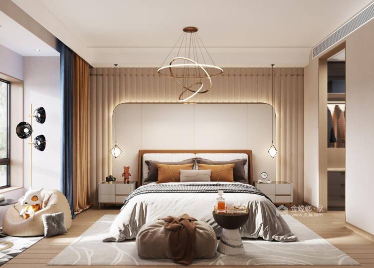 230平中信国安城现代风格-“橙”心如意-卧室效果图及设计说明