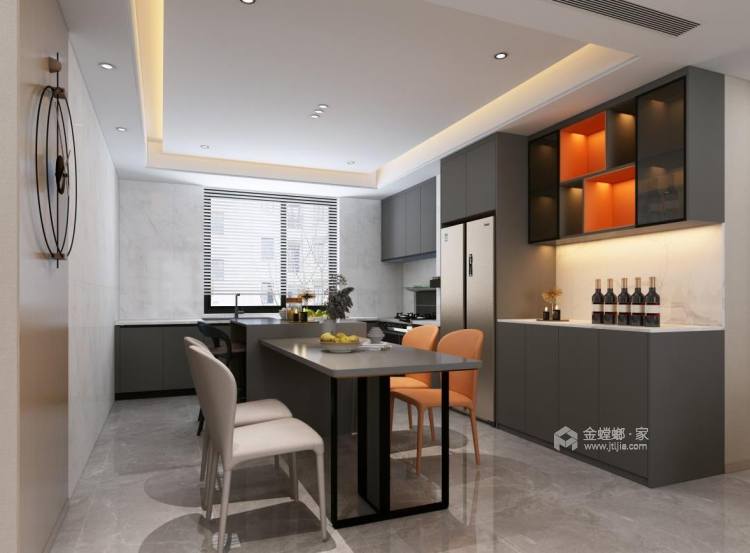 230平中信国安城现代风格-“橙”心如意-餐厅效果图及设计说明