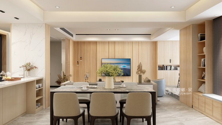 120平相王府现代风格-自然通透的清新感-客厅效果图及设计说明
