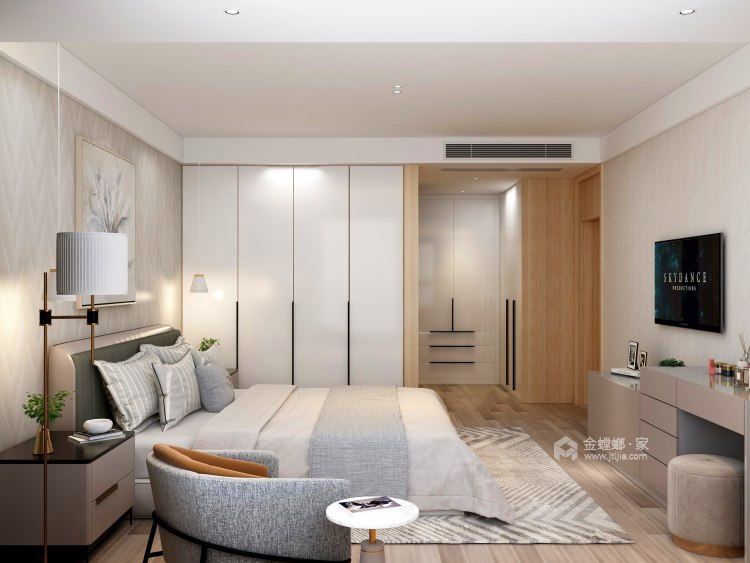 120平相王府现代风格-自然通透的清新感-卧室效果图及设计说明