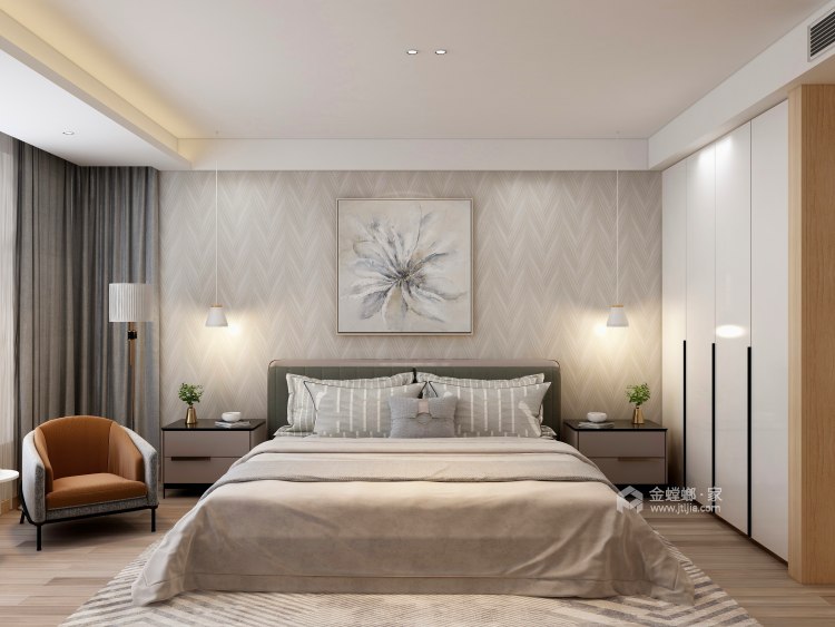 120平相王府现代风格-自然通透的清新感-卧室效果图及设计说明