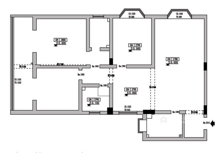 140平东山花园现代风格-旧房改造最美的婚房-业主需求&原始结构图