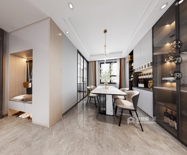 140平美的天铂湾现代风格-舒适生活-餐厅效果图及设计说明
