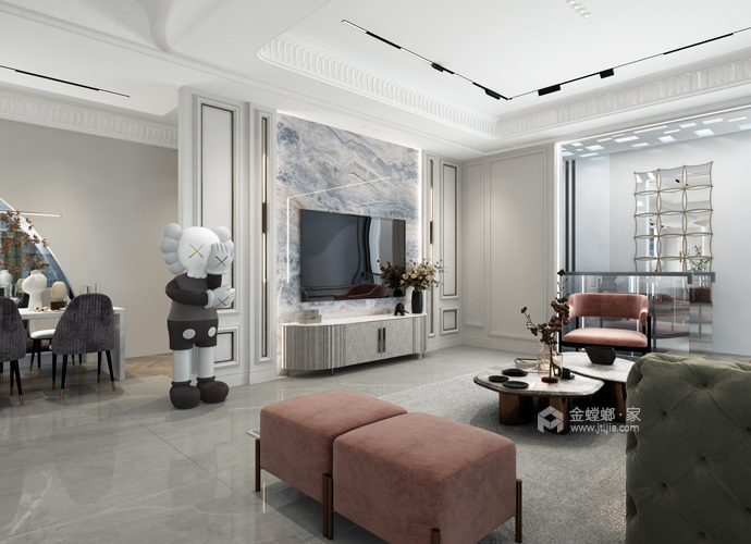 500平玫瑰园现代风格-解构生活美学-客厅效果图及设计说明