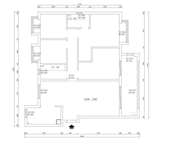 140平美的天铂湾现代风格-舒适生活-业主需求&原始结构图