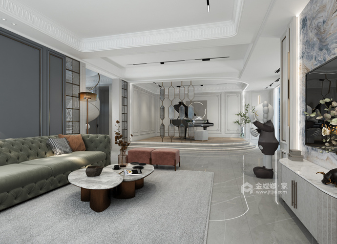 500平玫瑰园现代风格-解构生活美学-客厅效果图及设计说明