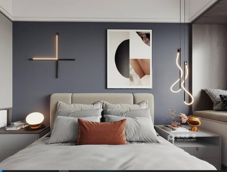 116平中心城现代风格-卧室效果图及设计说明