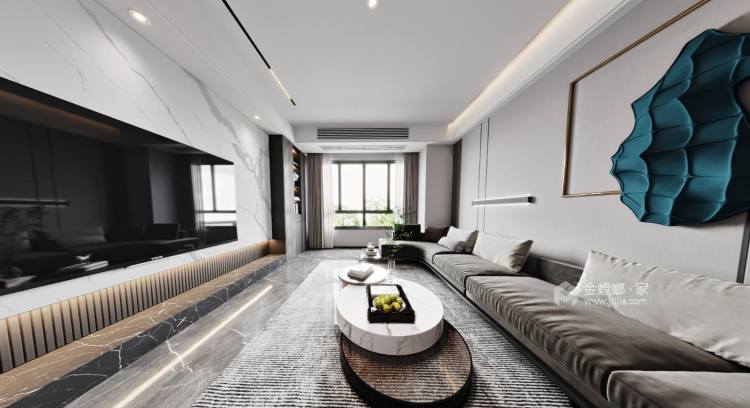 114平铂金汇现代风格-客厅效果图及设计说明