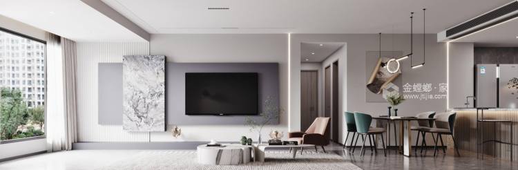 112平滨河湾现代风格-客厅效果图及设计说明
