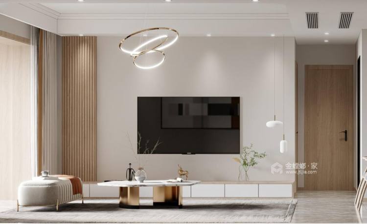 100平水木清华现代风格-客厅效果图及设计说明
