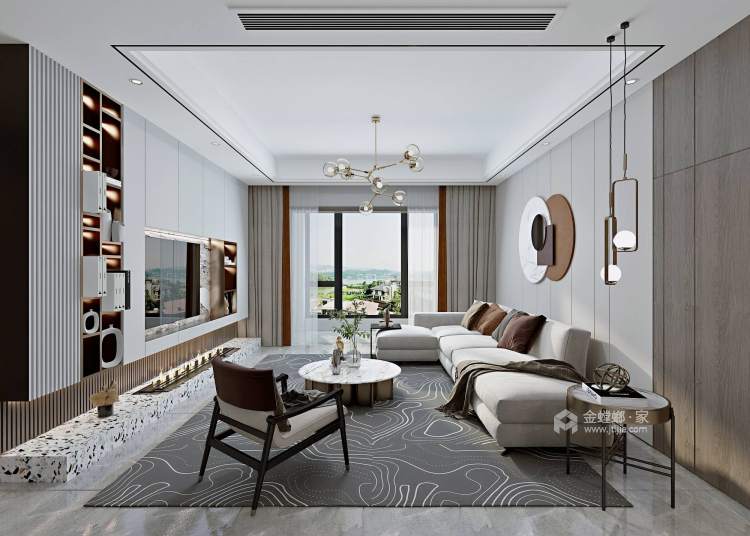 105平景徽国际现代风格-客厅效果图及设计说明
