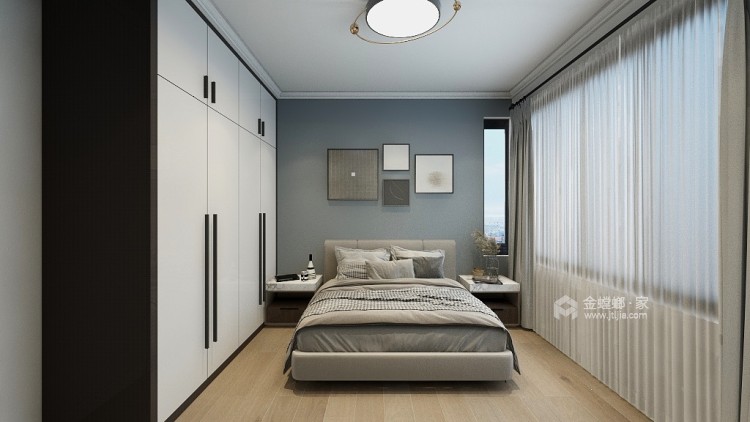 89平峨眉小院现代风格-灰色的静默-卧室效果图及设计说明