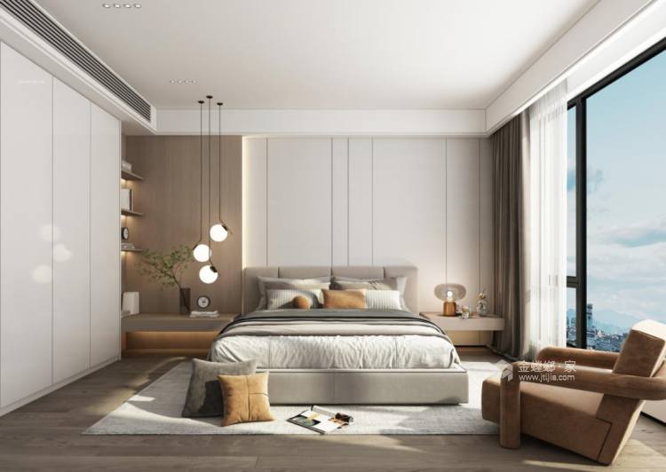 100平水木清华现代风格-卧室效果图及设计说明