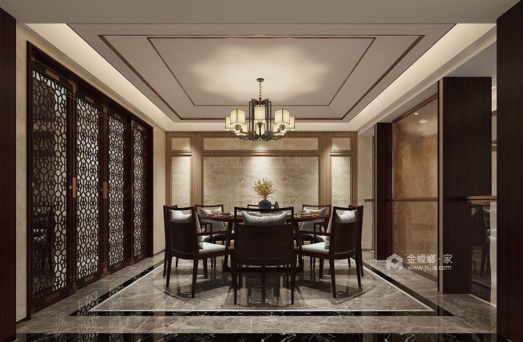 500平欣欣景园新中式风格-餐厅效果图及设计说明