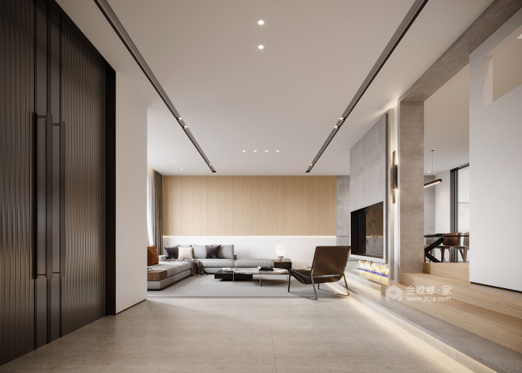 350平长江玫瑰园现代风格-客厅效果图及设计说明