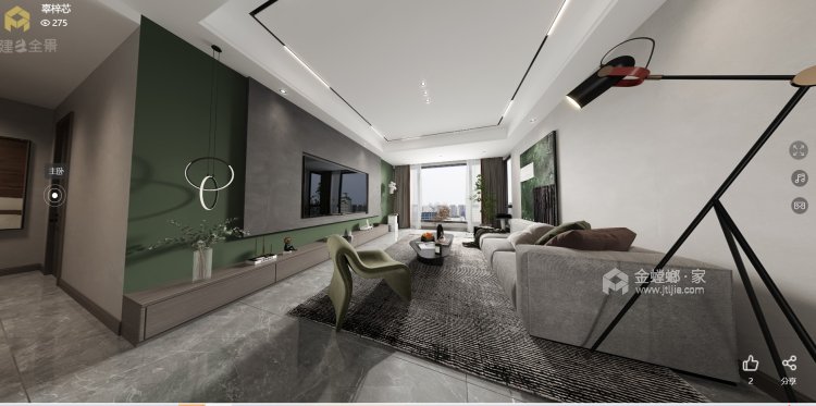 125平凯旋府现代风格-客厅效果图及设计说明