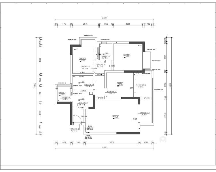 104平玫瑰世纪城现代风格-业主需求&原始结构图