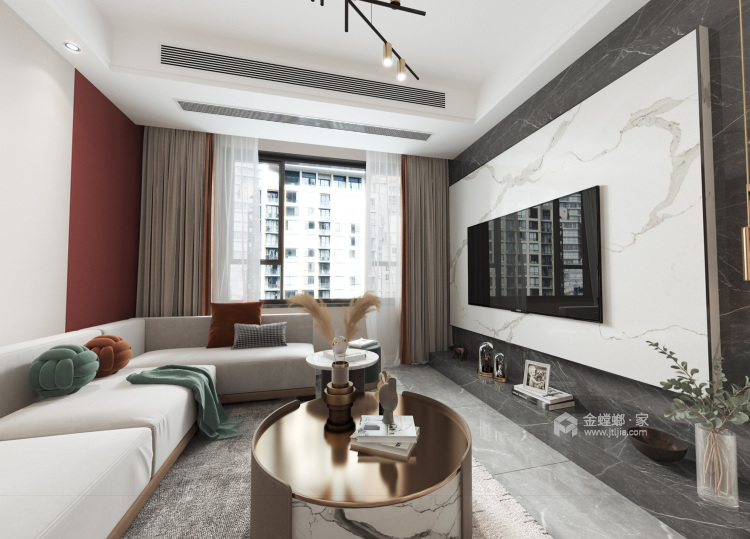 79平鹭湖云锦台现代风格-客厅效果图及设计说明